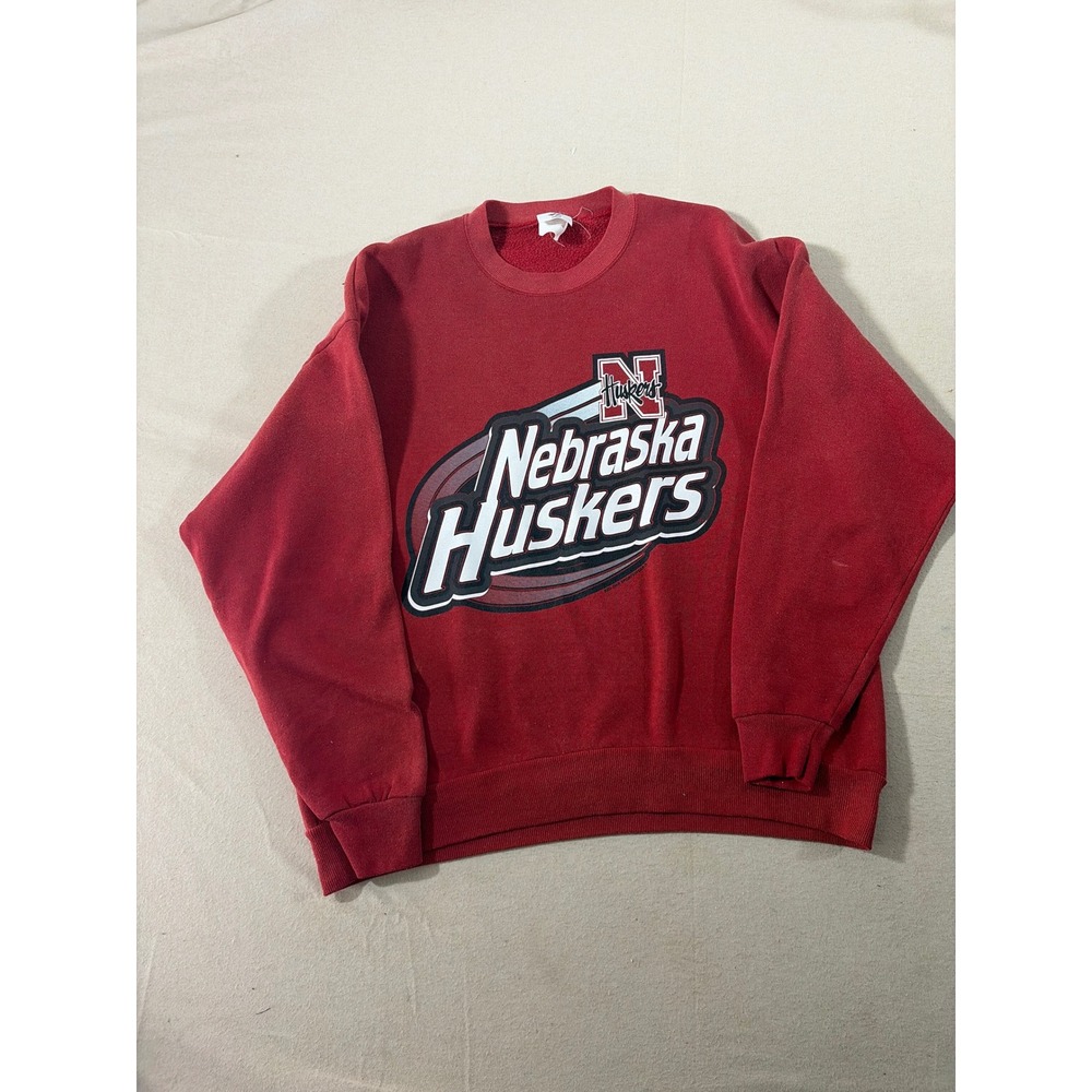 Nebraska‎ Huskers Sweatshirt Red Graphic Crewneck Mens XL 90s Red Oak Sport